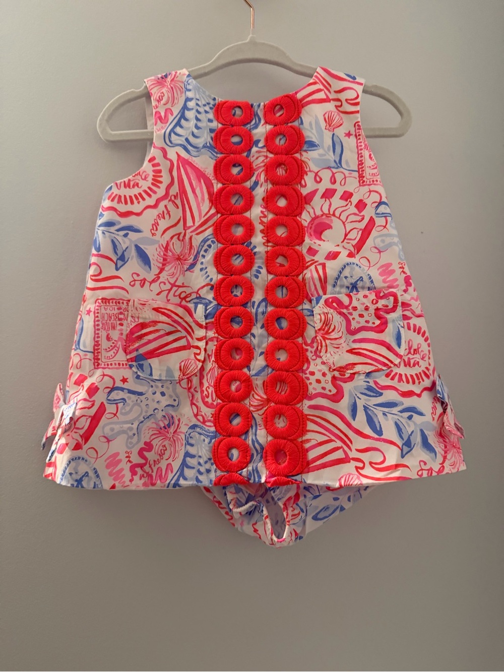 Lilly Pulitzer  Printed Sundress with Coral Trim 6-12M
